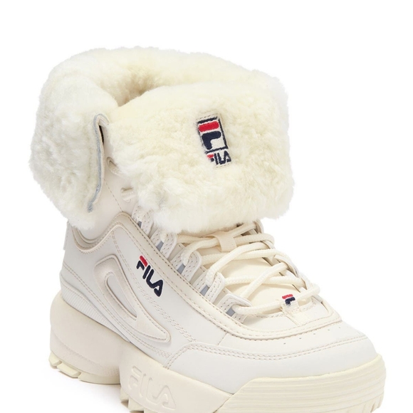 Fila Disruptor Shearling Womens Faux Shearling Fold-Down Snow Boots( New In Box) - Picture 4 of 5